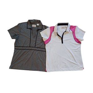 EP Pro Tour Tech Womens Golf Polo Shirt Bundle Of 2 White Gray Pink Size L
